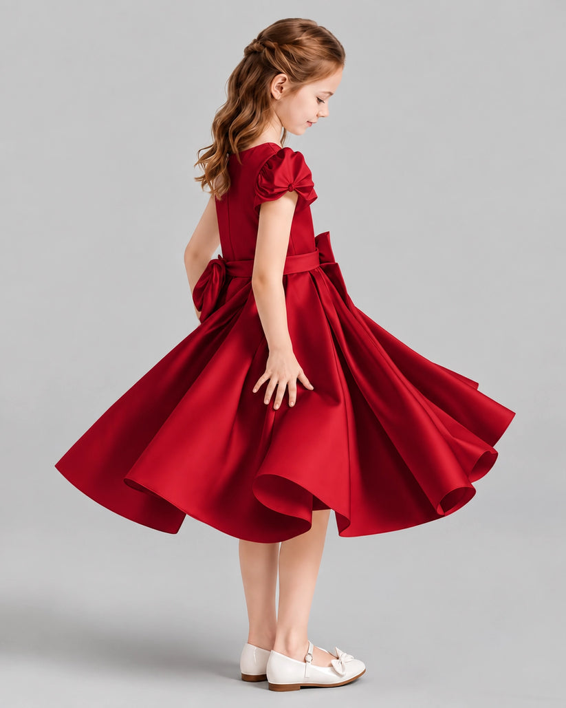 Burgundy Ball Gown Girls Formal Dresses Side