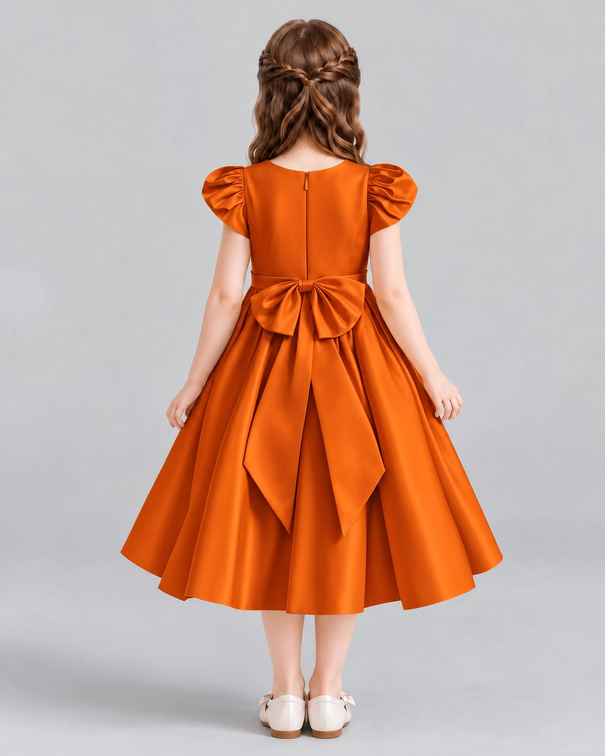 Burnt Orange Ball Gown Girls Formal Dresses Back