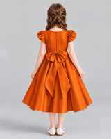 Burnt Orange Ball Gown Girls Formal Dresses Back