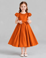 Burnt Orange Ball Gown Girls Formal Dresses Front