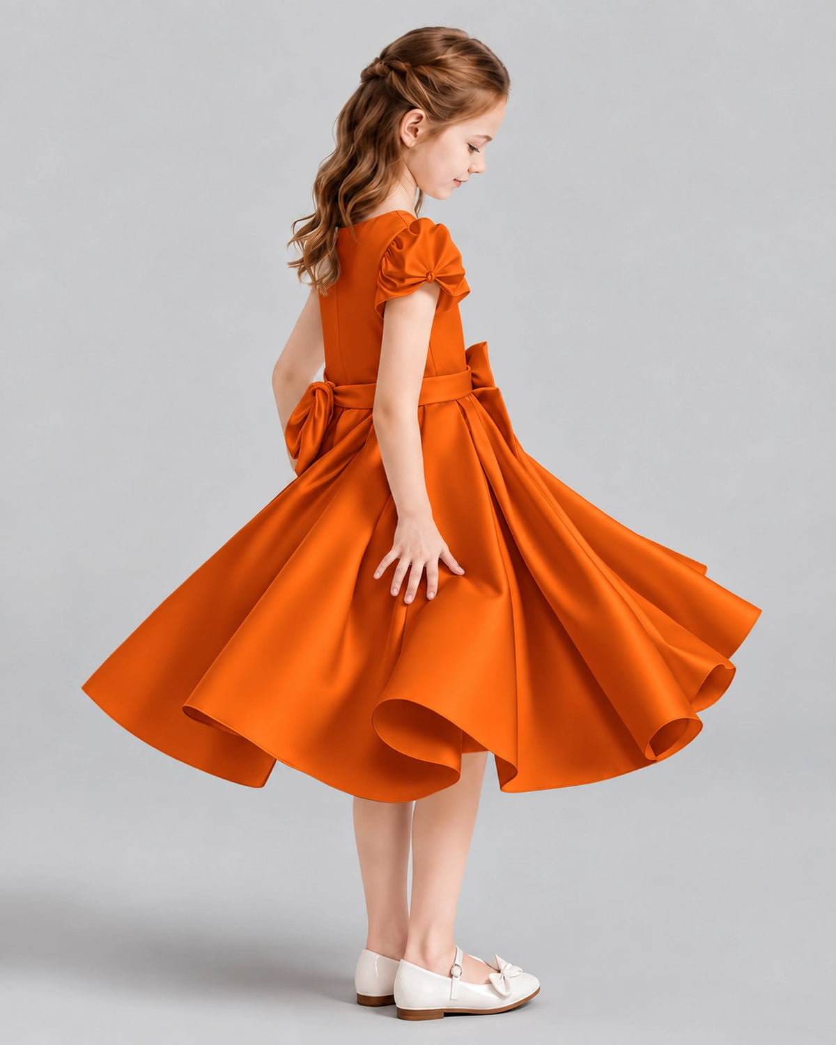 Burnt Orange Ball Gown Girls Formal Dresses Side