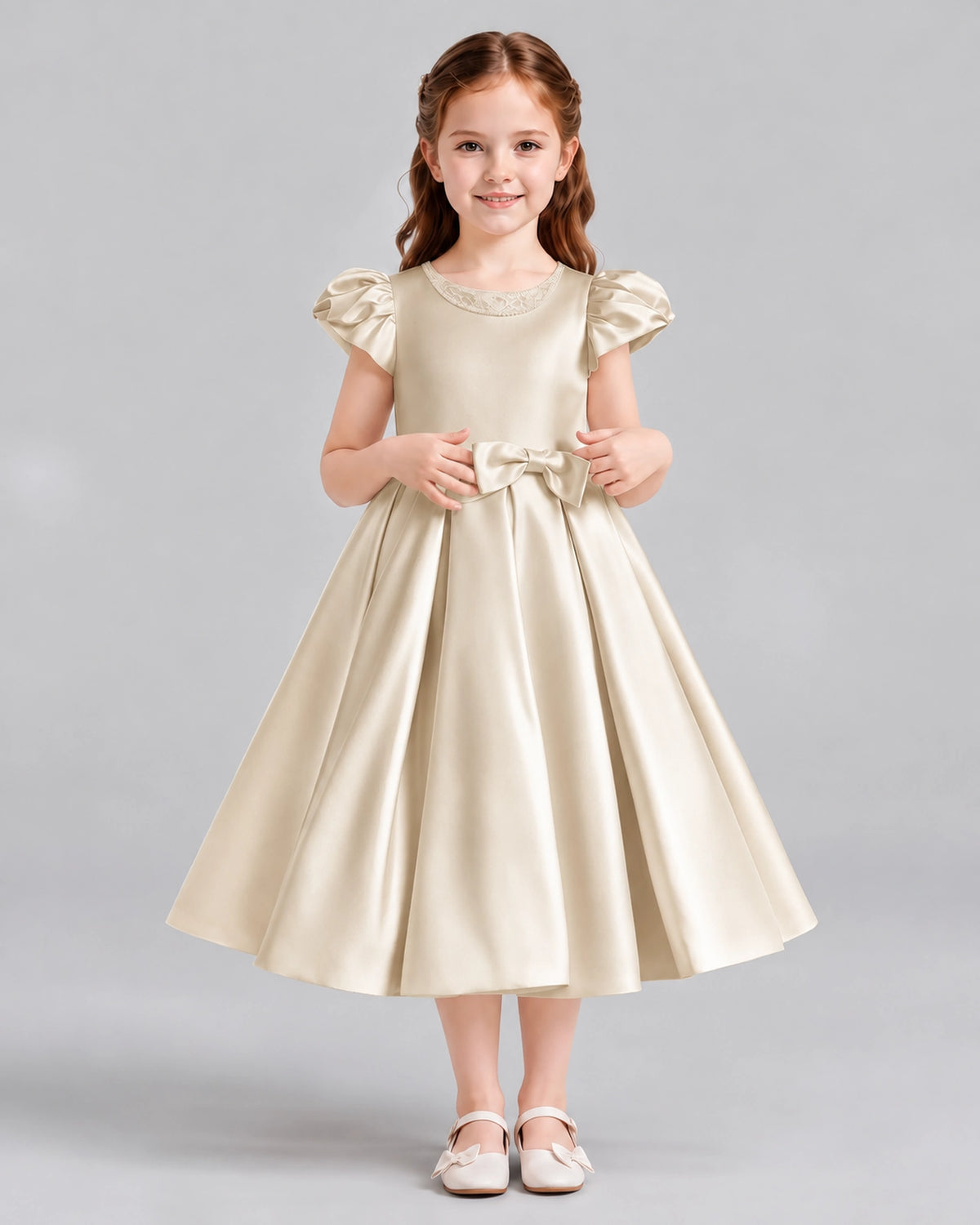 Champagne Ball Gown Girls Formal Dresses Front