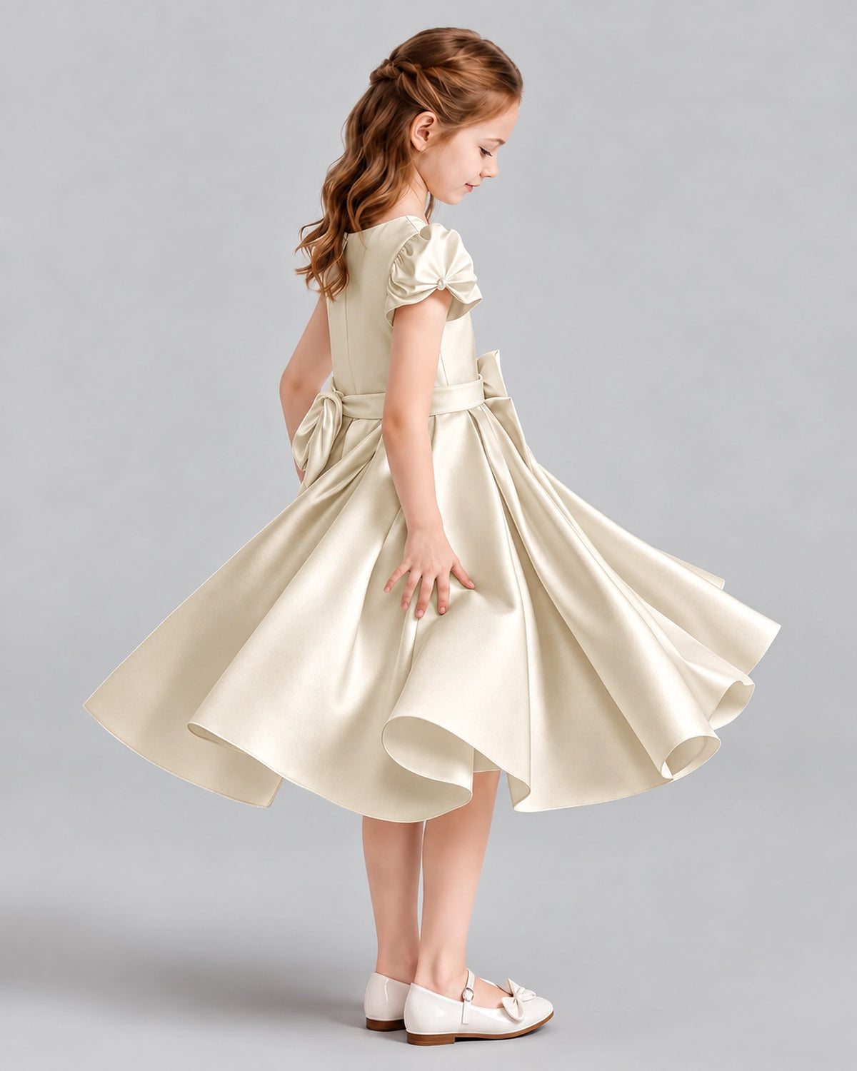 Champagne Ball Gown Girls Formal Dresses Side