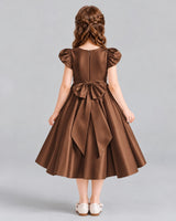 Chocolate Ball Gown Girls Formal Dresses Back