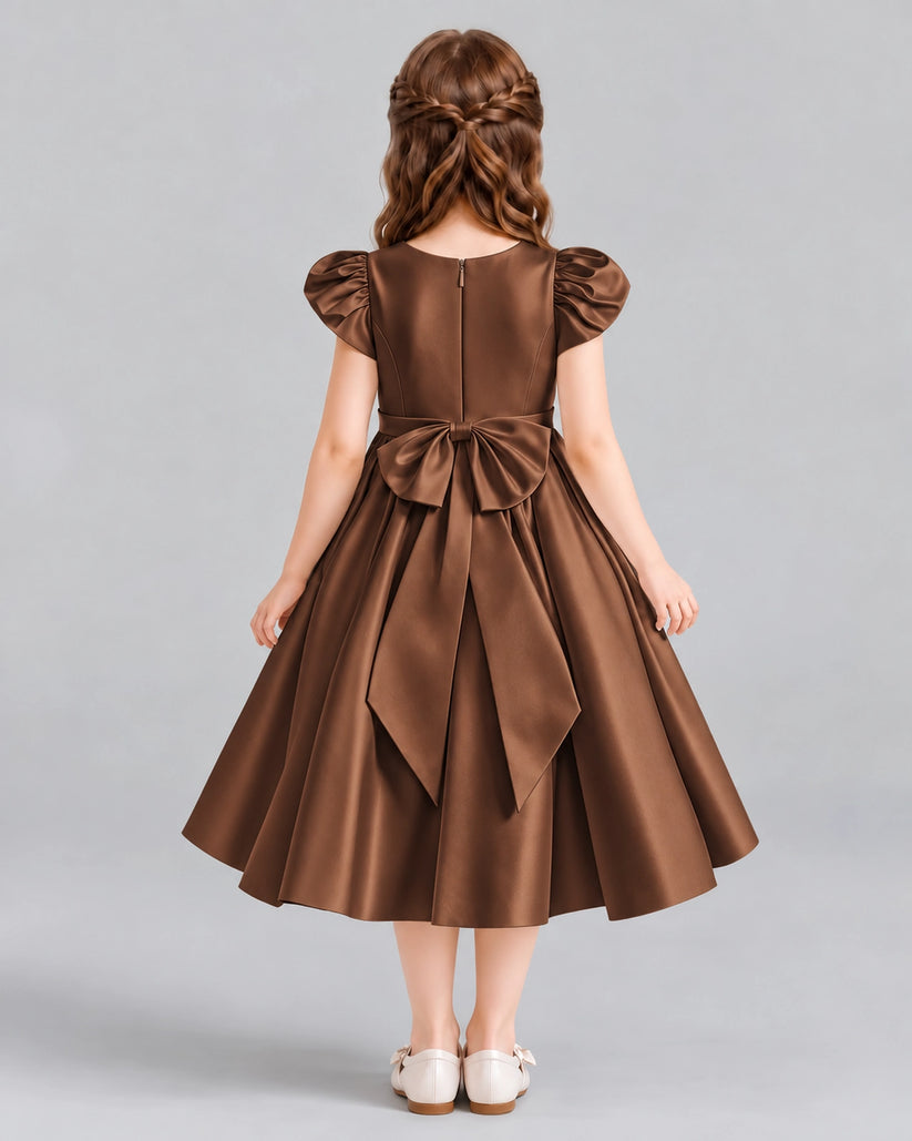 Chocolate Ball Gown Girls Formal Dresses Back