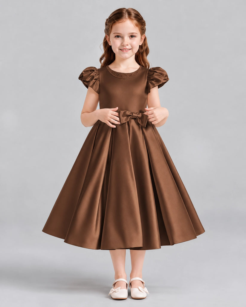 Chocolate Ball Gown Girls Formal Dresses Front