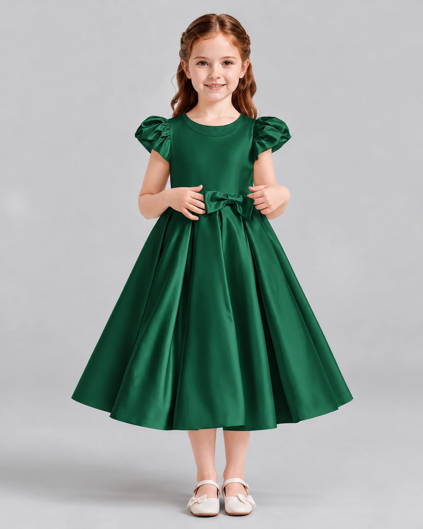 Dark Green Ball Gown Girls Formal Dresses Front