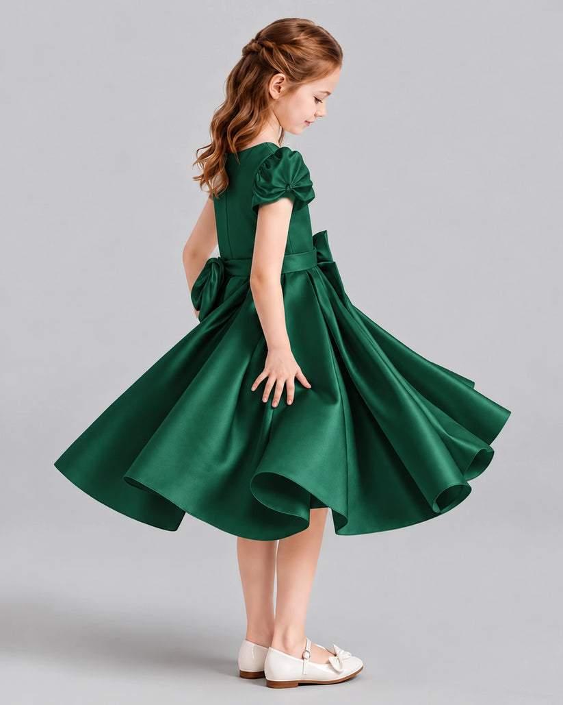 Dark Green Ball Gown Girls Formal Dresses Side