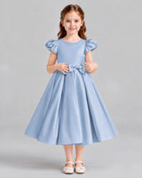 Dusty Blue Ball Gown Girls Formal Dresses Front