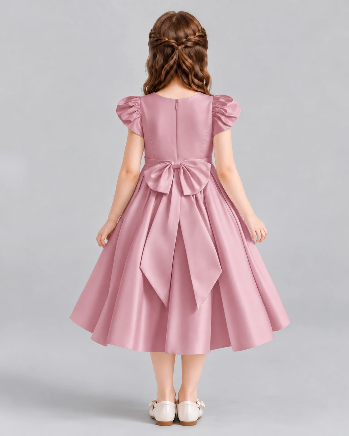 Dusty Rose Ball Gown Girls Formal Dresses Back