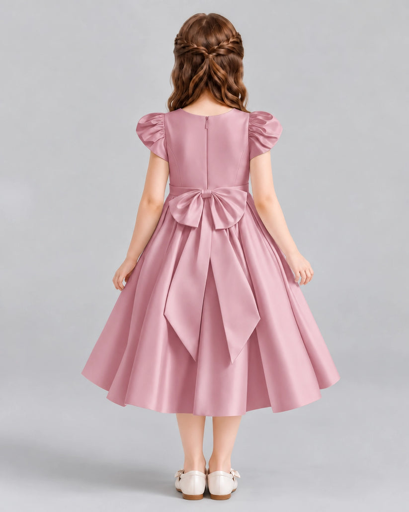 Dusty Rose Ball Gown Girls Formal Dresses Back