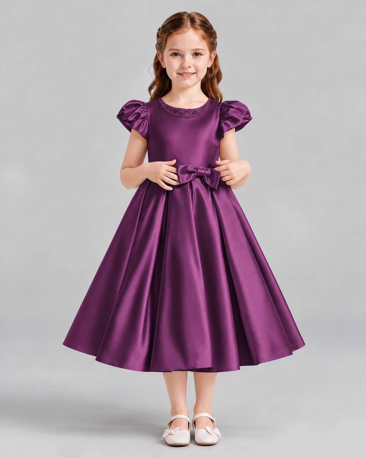 Grape Ball Gown Girls Formal Dresses Front
