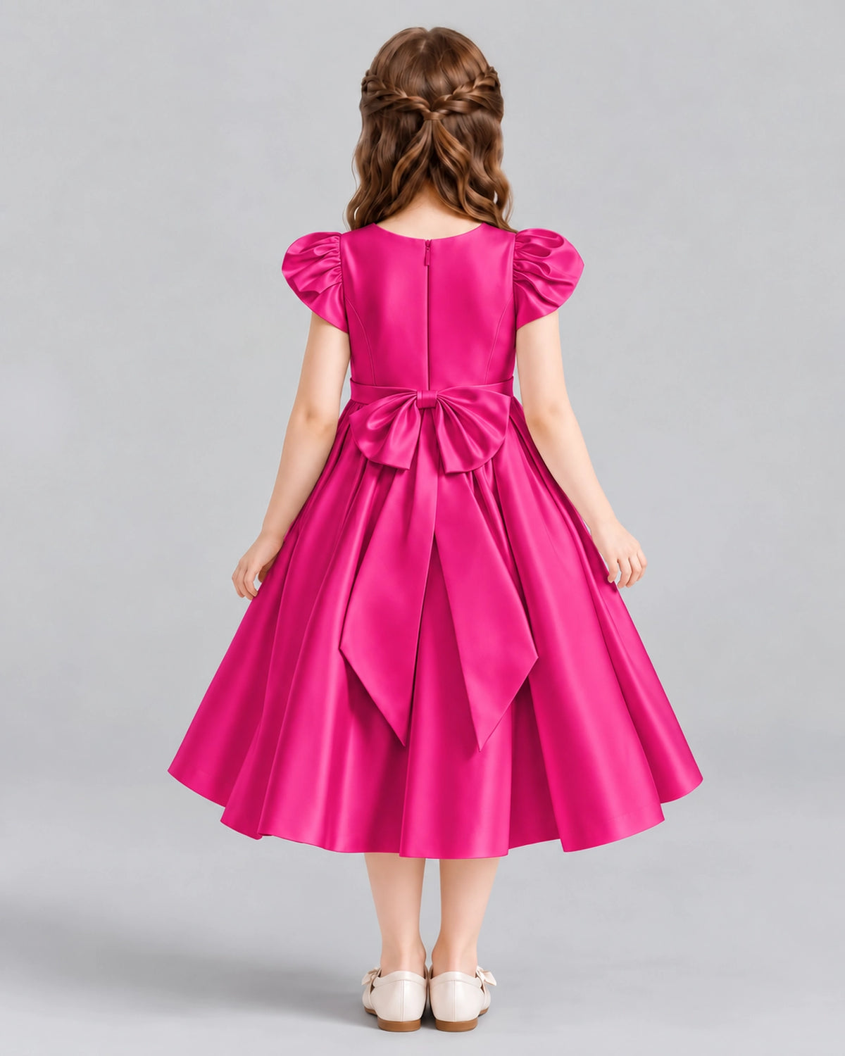 Hot Pink Ball Gown Girls Formal Dresses Back