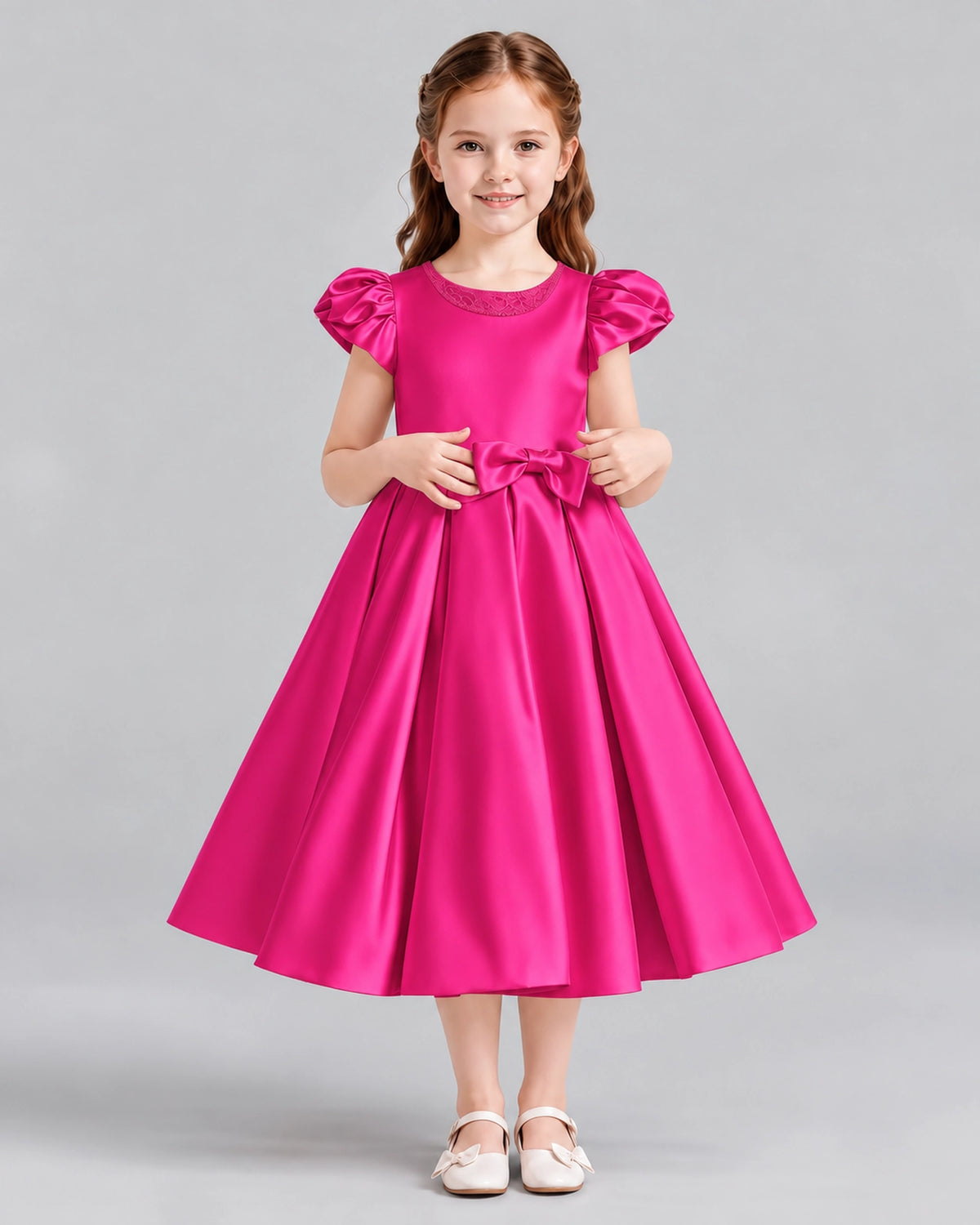 Hot Pink Ball Gown Girls Formal Dresses Front