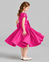 Hot Pink Ball Gown Girls Formal Dresses Side