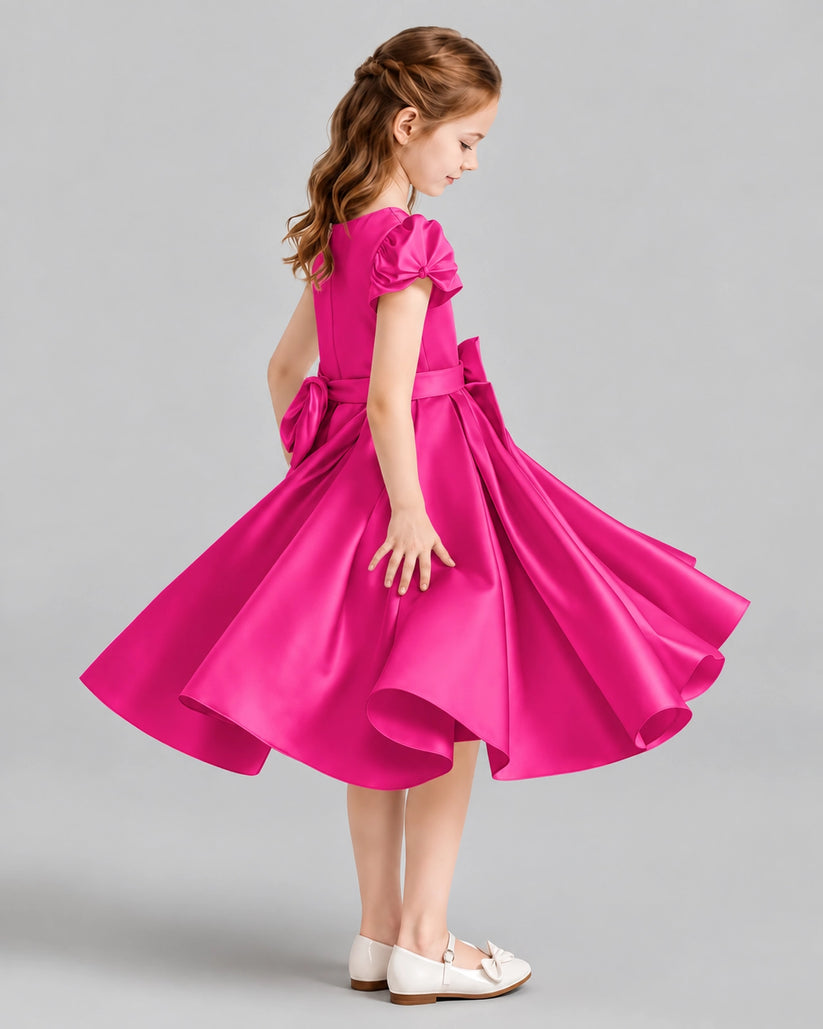 Hot Pink Ball Gown Girls Formal Dresses Side