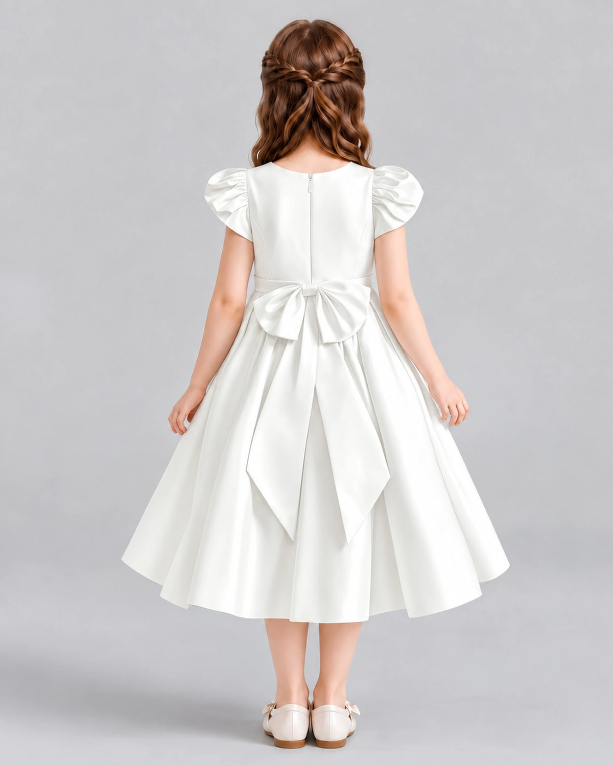 Ivory Ball Gown Girls Formal Dresses Back