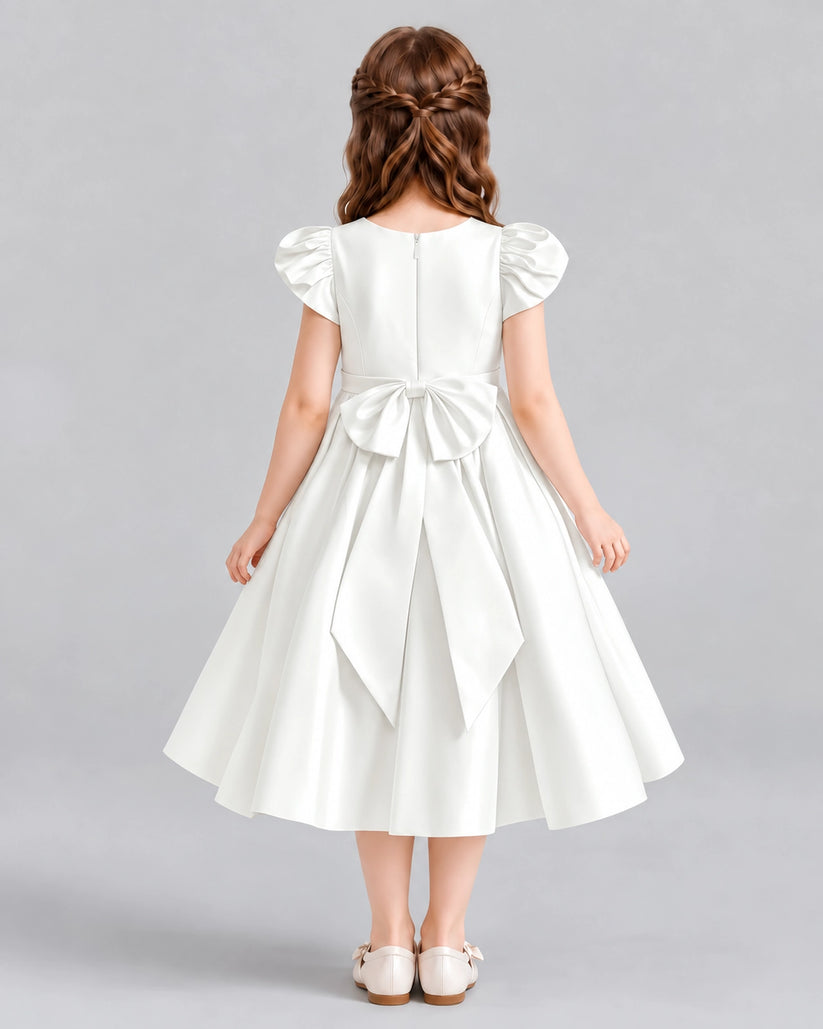 Ivory Ball Gown Girls Formal Dresses Back