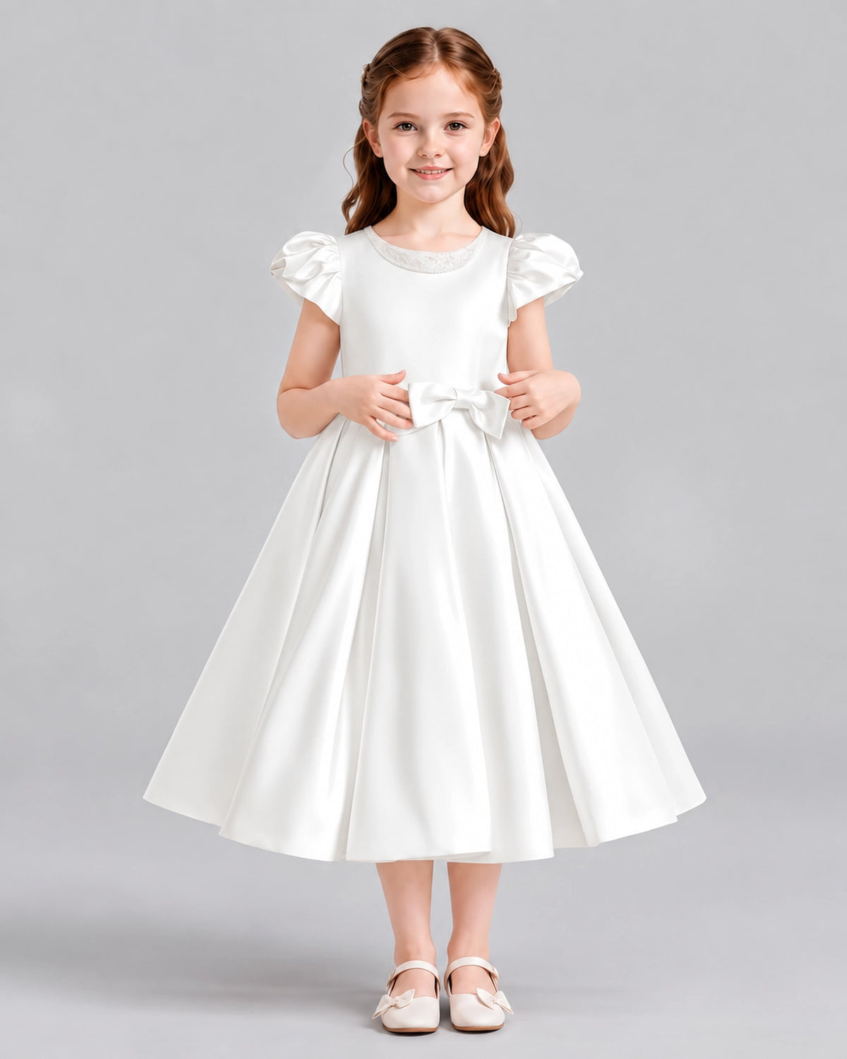 Ivory Ball Gown Girls Formal Dresses Front