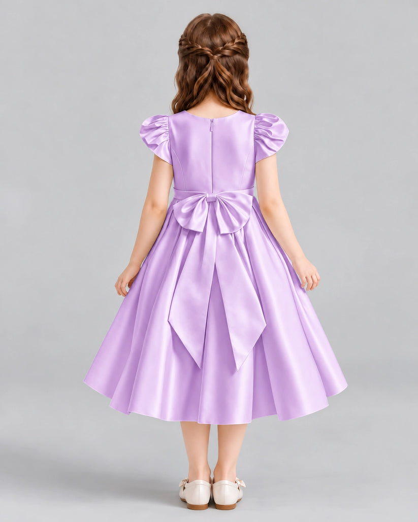 Lilac Ball Gown Girls Formal Dresses Back