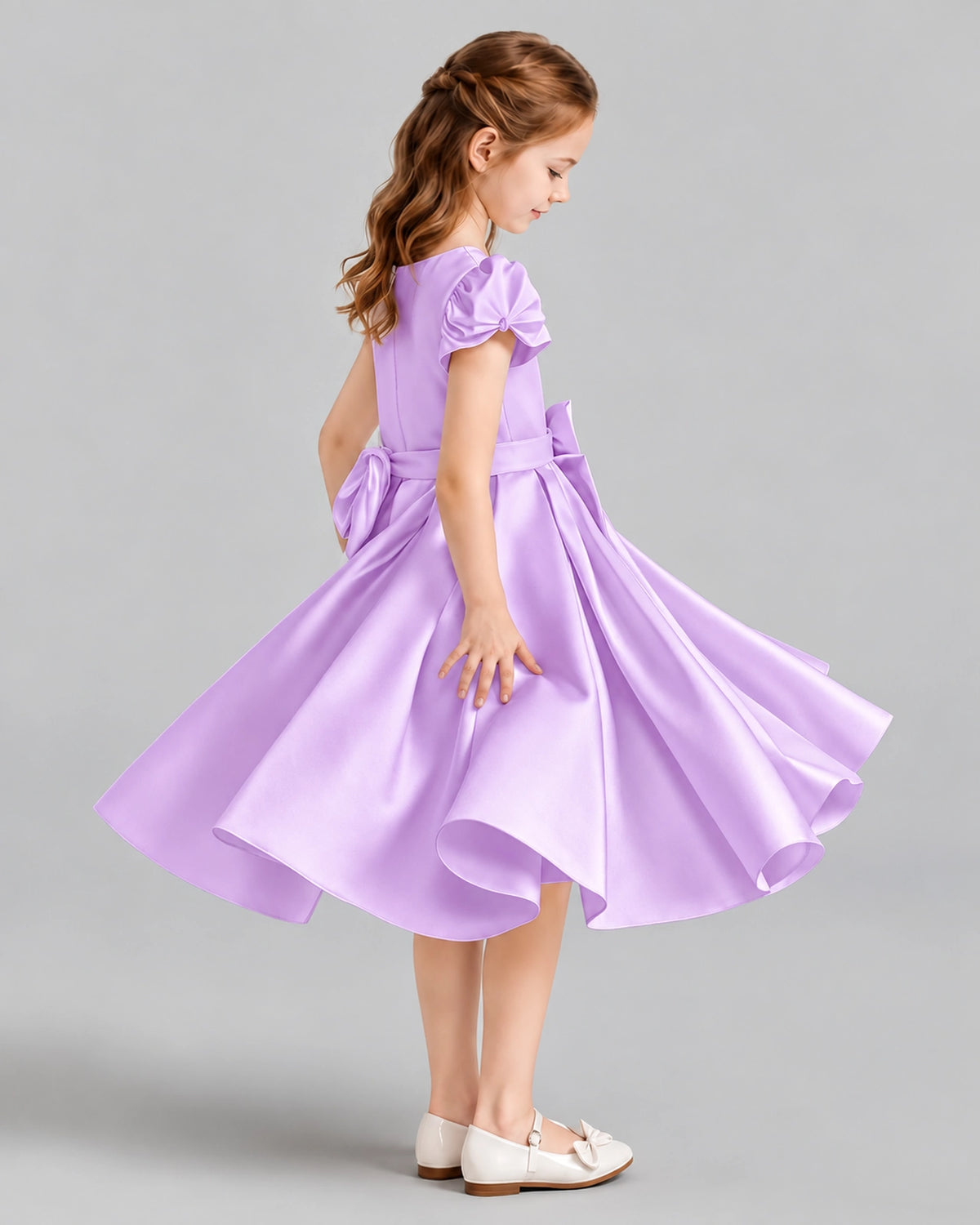 Lilac Ball Gown Girls Formal Dresses Side