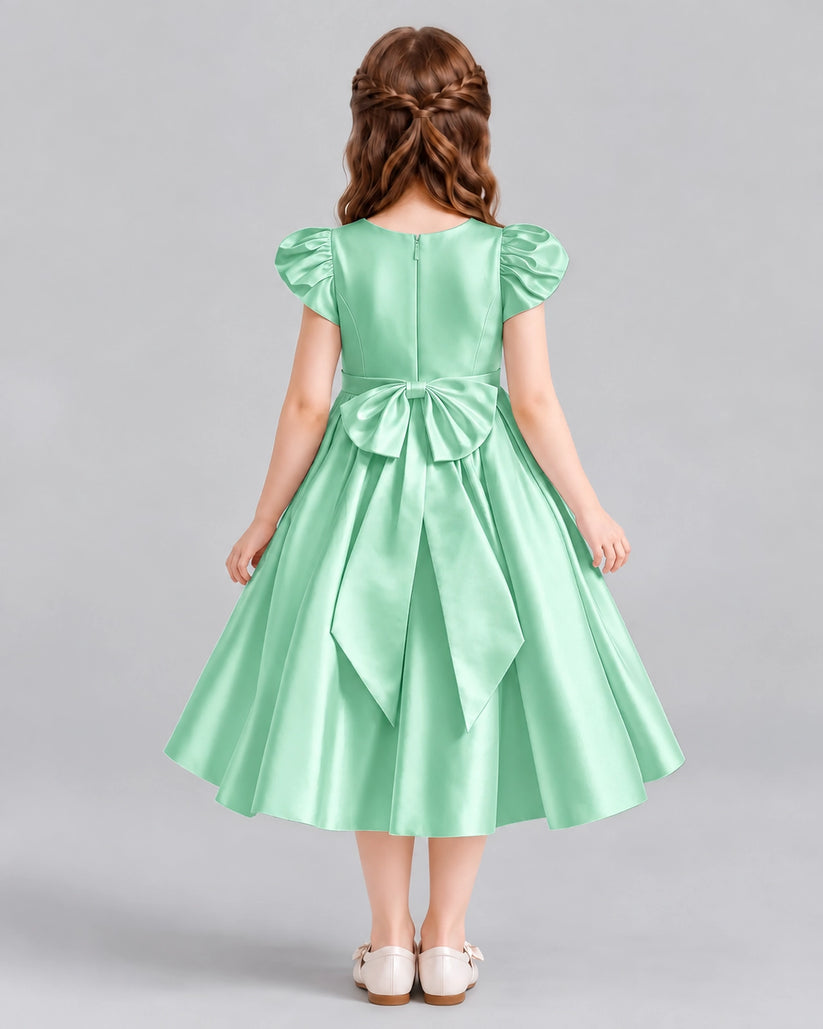 Mint Green Ball Gown Girls Formal Dresses Back