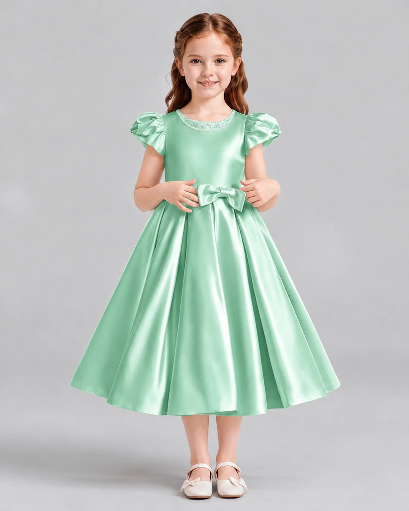Mint Green Ball Gown Girls Formal Dresses Front