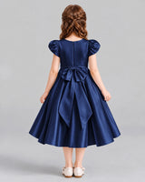 Navy Blue Ball Gown Girls Formal Dresses Back