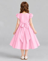 Pink Ball Gown Girls Formal Dresses Back