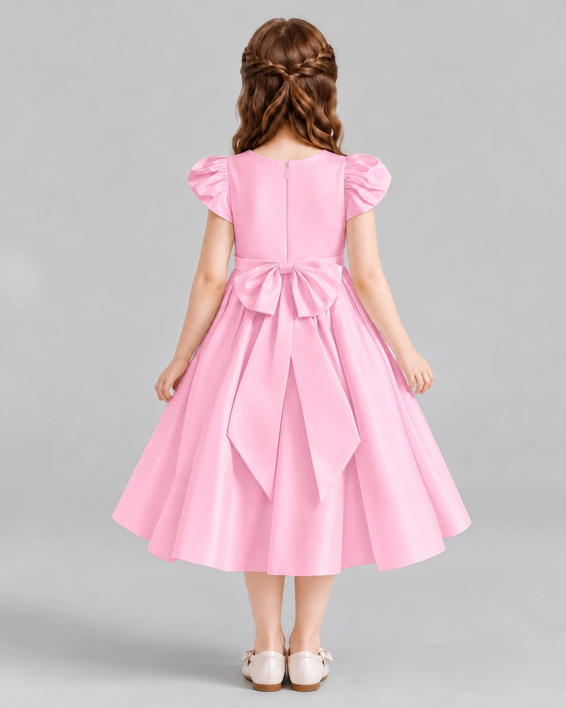 Pink Ball Gown Girls Formal Dresses Back