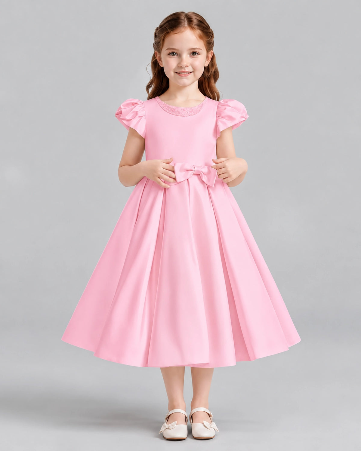 Pink Ball Gown Girls Formal Dresses Front