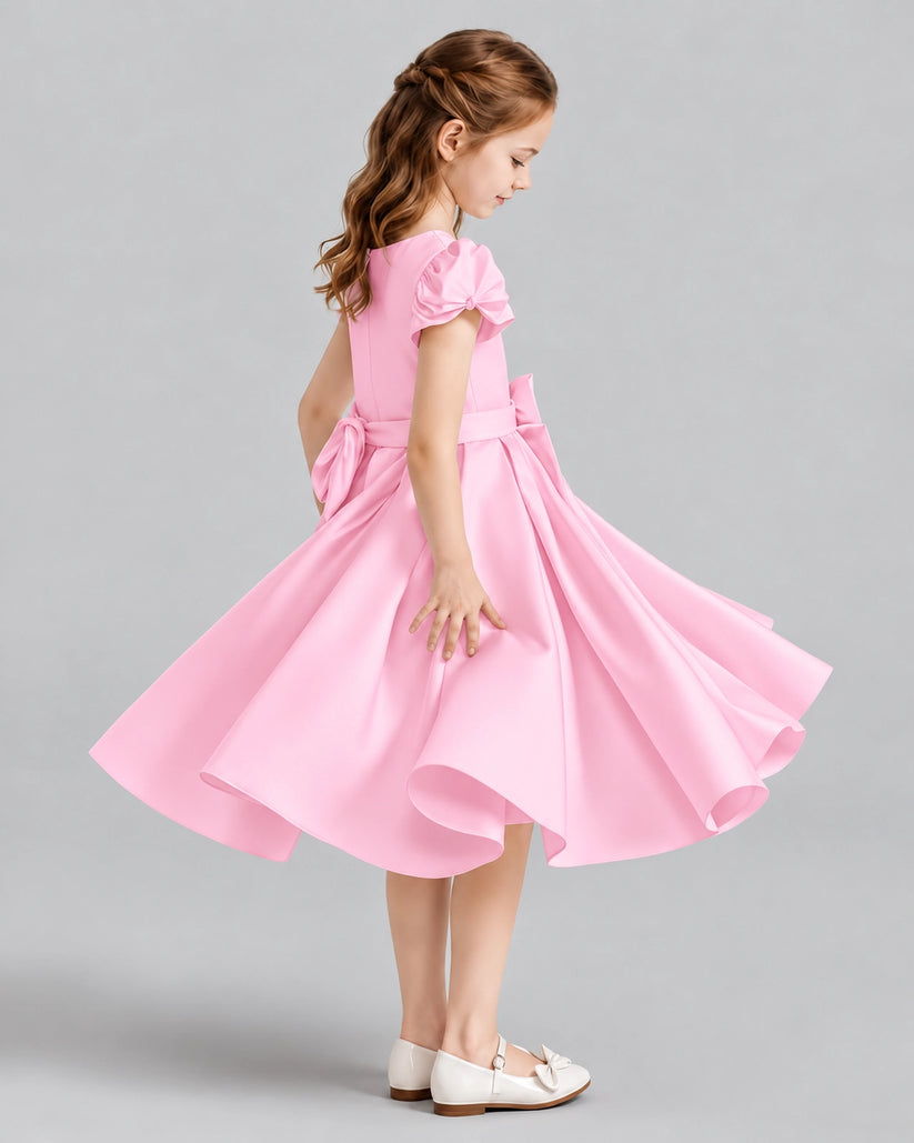 Pink Ball Gown Girls Formal Dresses Side