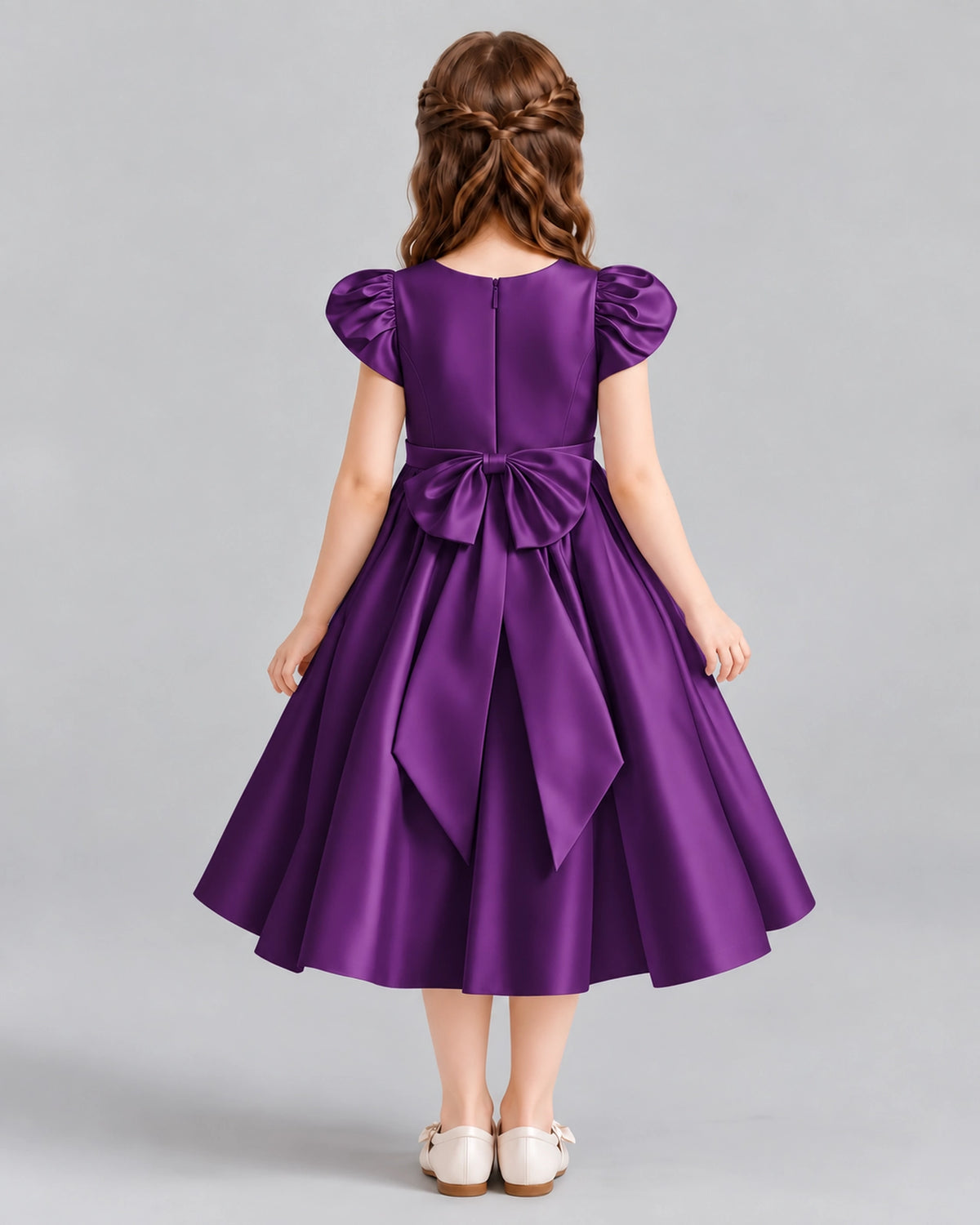 Purple Ball Gown Girls Formal Dresses Back