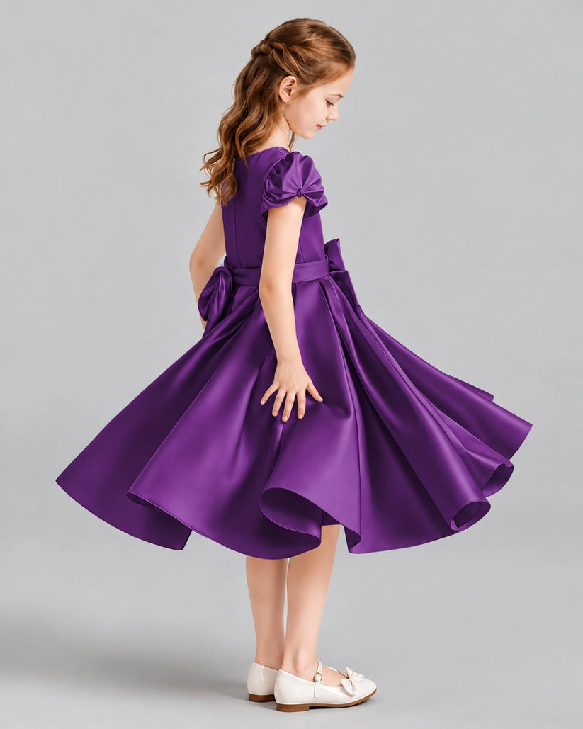 Purple Ball Gown Girls Formal Dresses Side