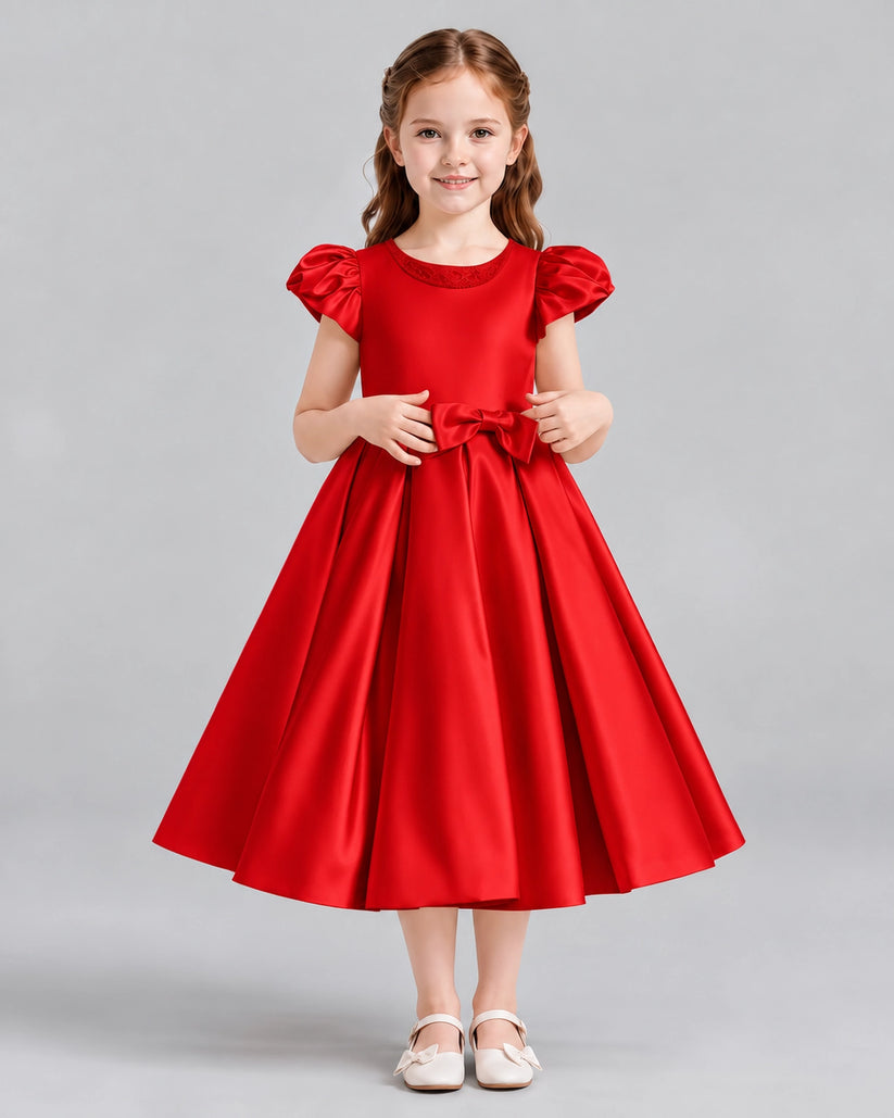 Red Ball Gown Girls Formal Dresses Front