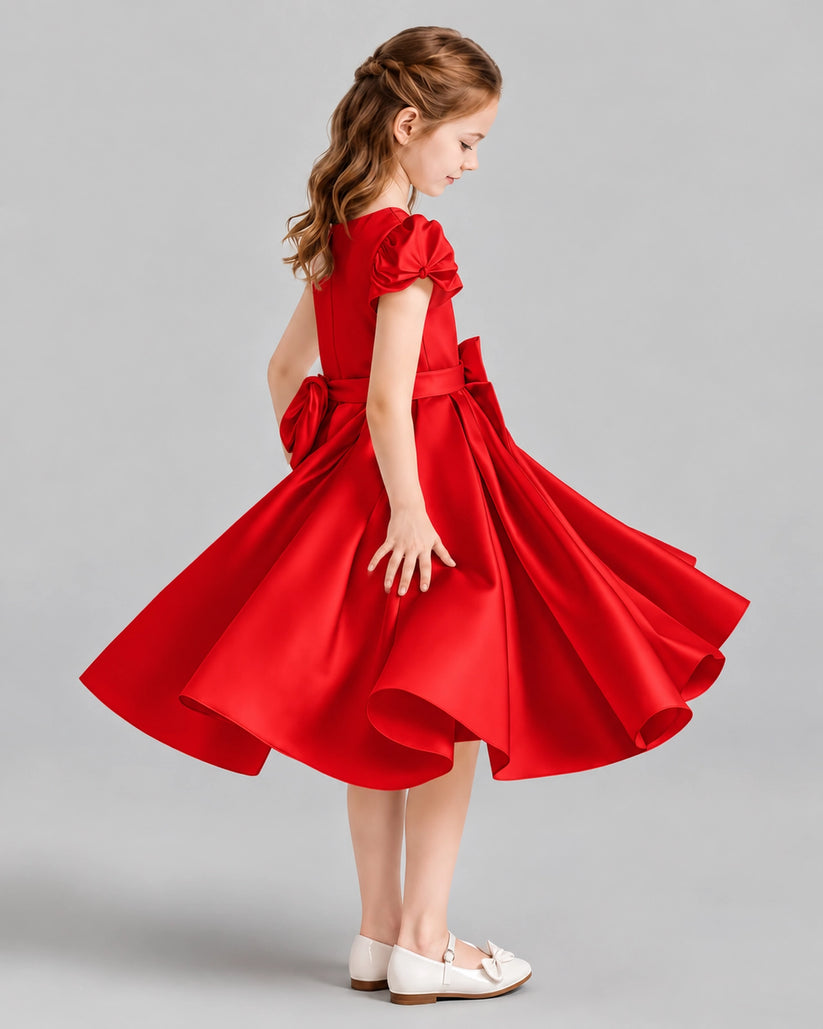 Red Ball Gown Girls Formal Dresses Side