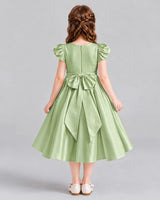 Sage Green Ball Gown Girls Formal Dresses Back