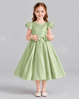 Sage Green Ball Gown Girls Formal Dresses Front