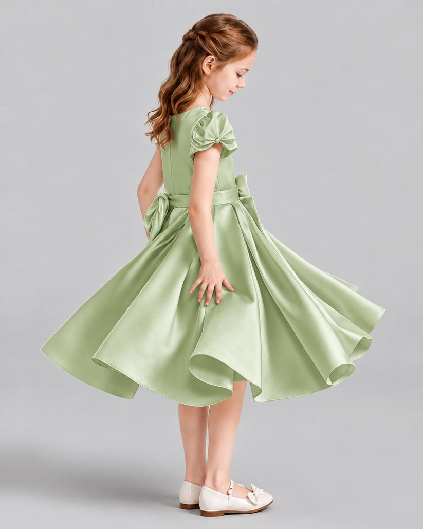Sage Green Ball Gown Girls Formal Dresses Side