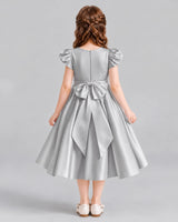 Silver Ball Gown Girls Formal Dresses Back