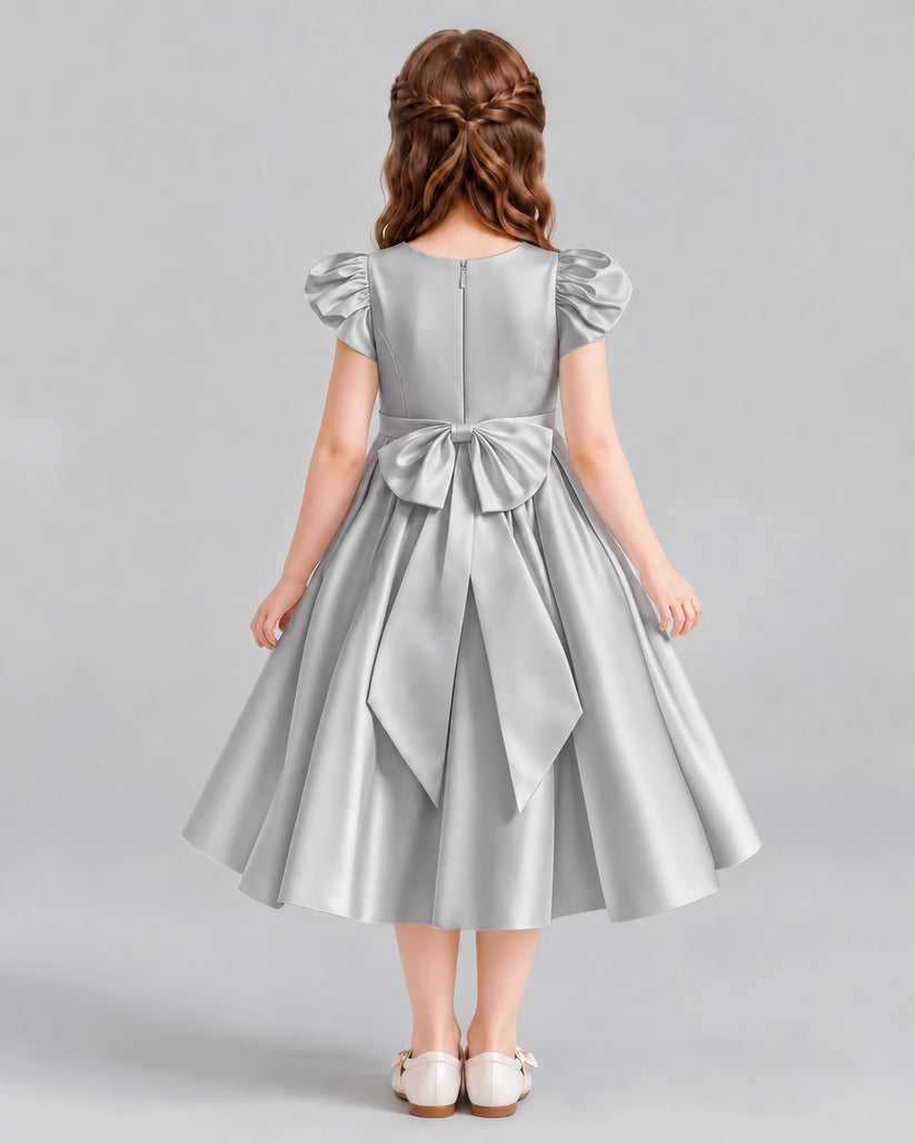 Silver Ball Gown Girls Formal Dresses Back