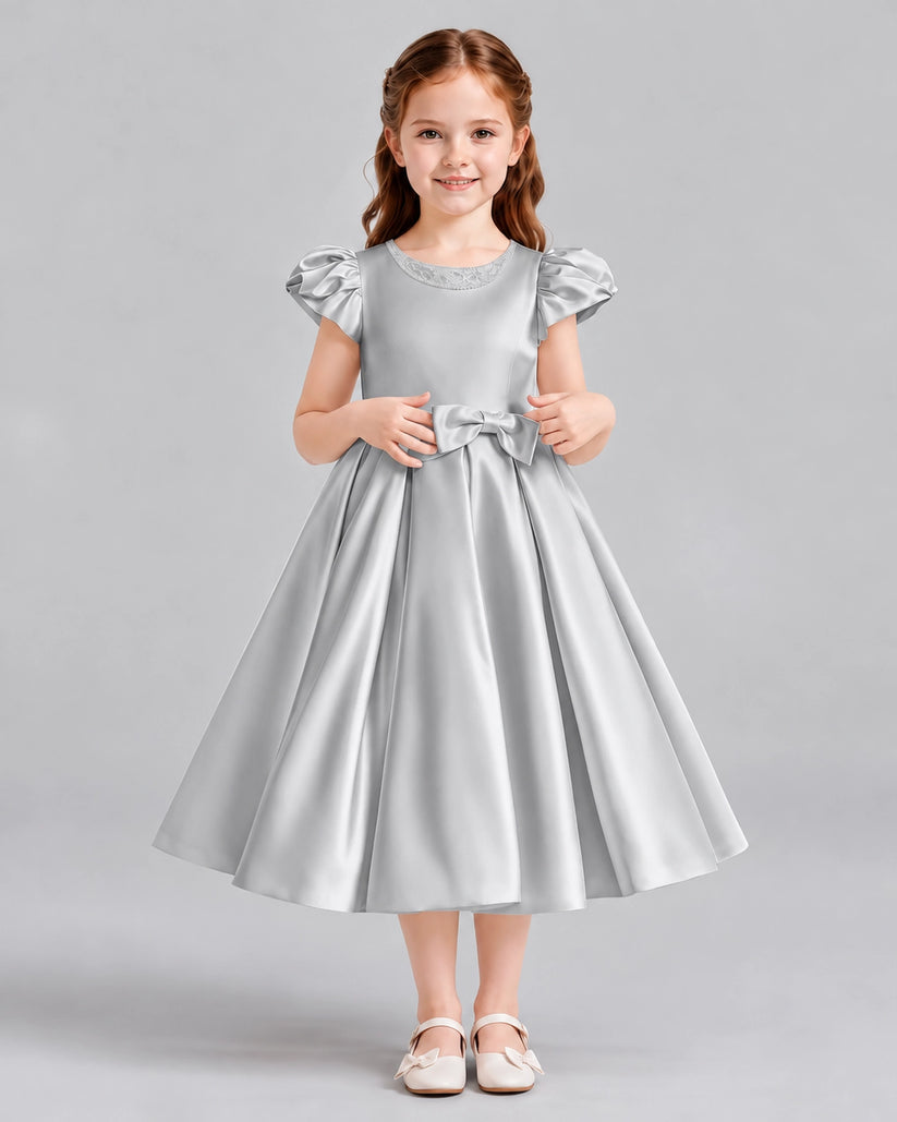 Silver Ball Gown Girls Formal Dresses Front