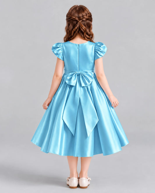 Sky Blue Ball Gown Girls Formal Dresses Back