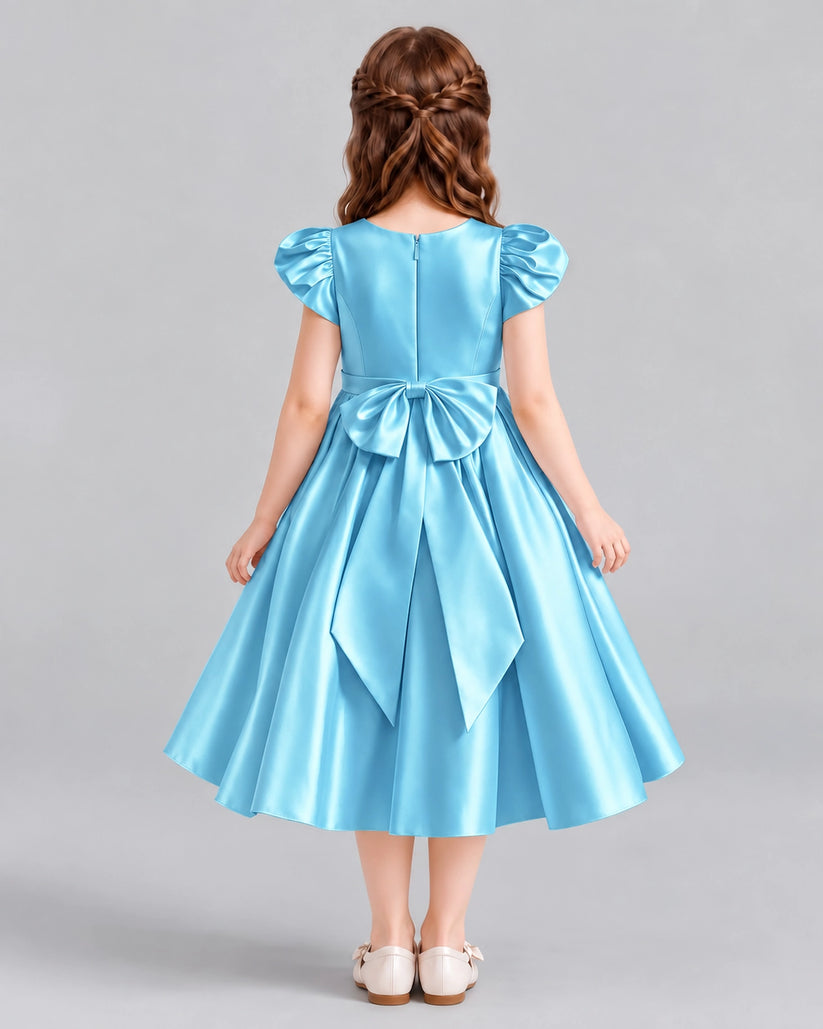 Sky Blue Ball Gown Girls Formal Dresses Back