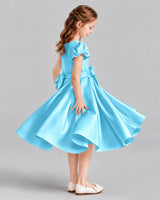Sky Blue Ball Gown Girls Formal Dresses Side
