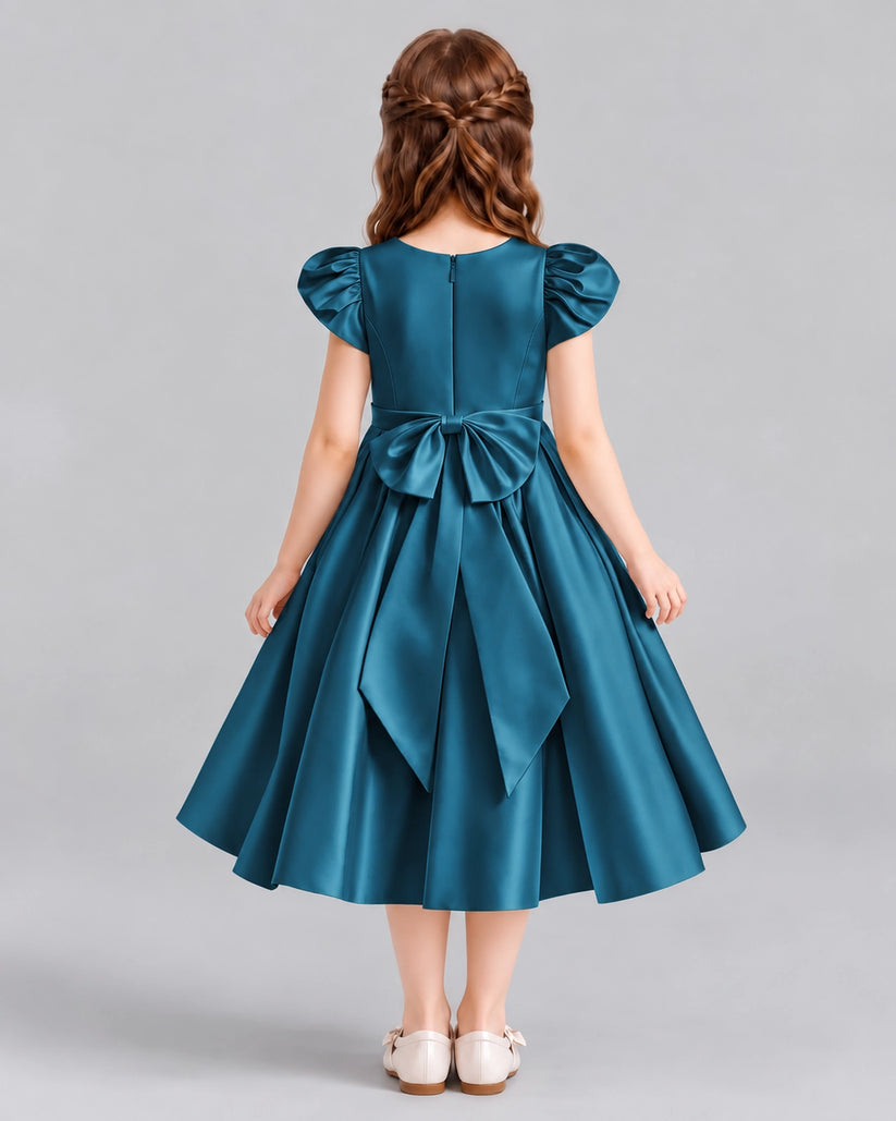 Teal Ball Gown Girls Formal Dresses Back