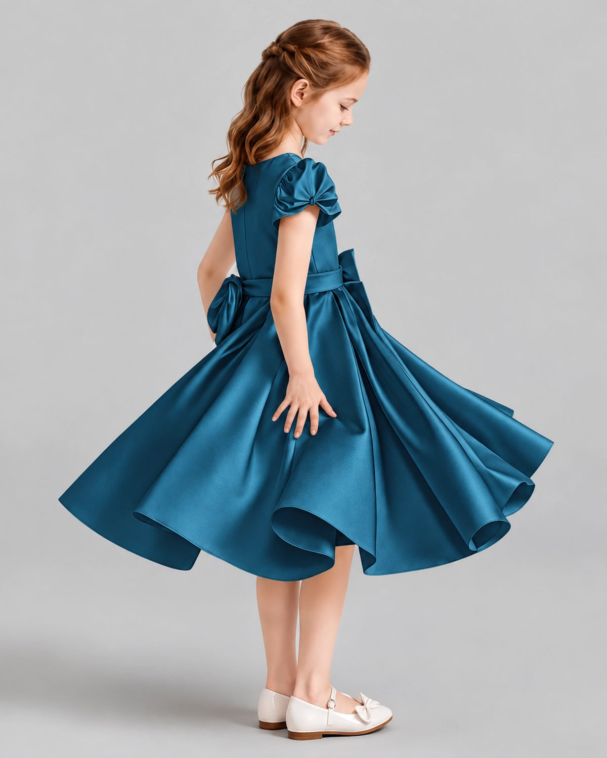Teal Ball Gown Girls Formal Dresses Side