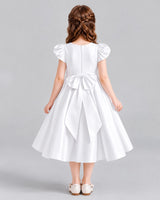 White Ball Gown Girls Formal Dresses Back
