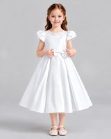 White Ball Gown Girls Formal Dresses Front