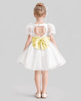 Daffodil Satin Organza A-Line Flower Girl Dresses Back View